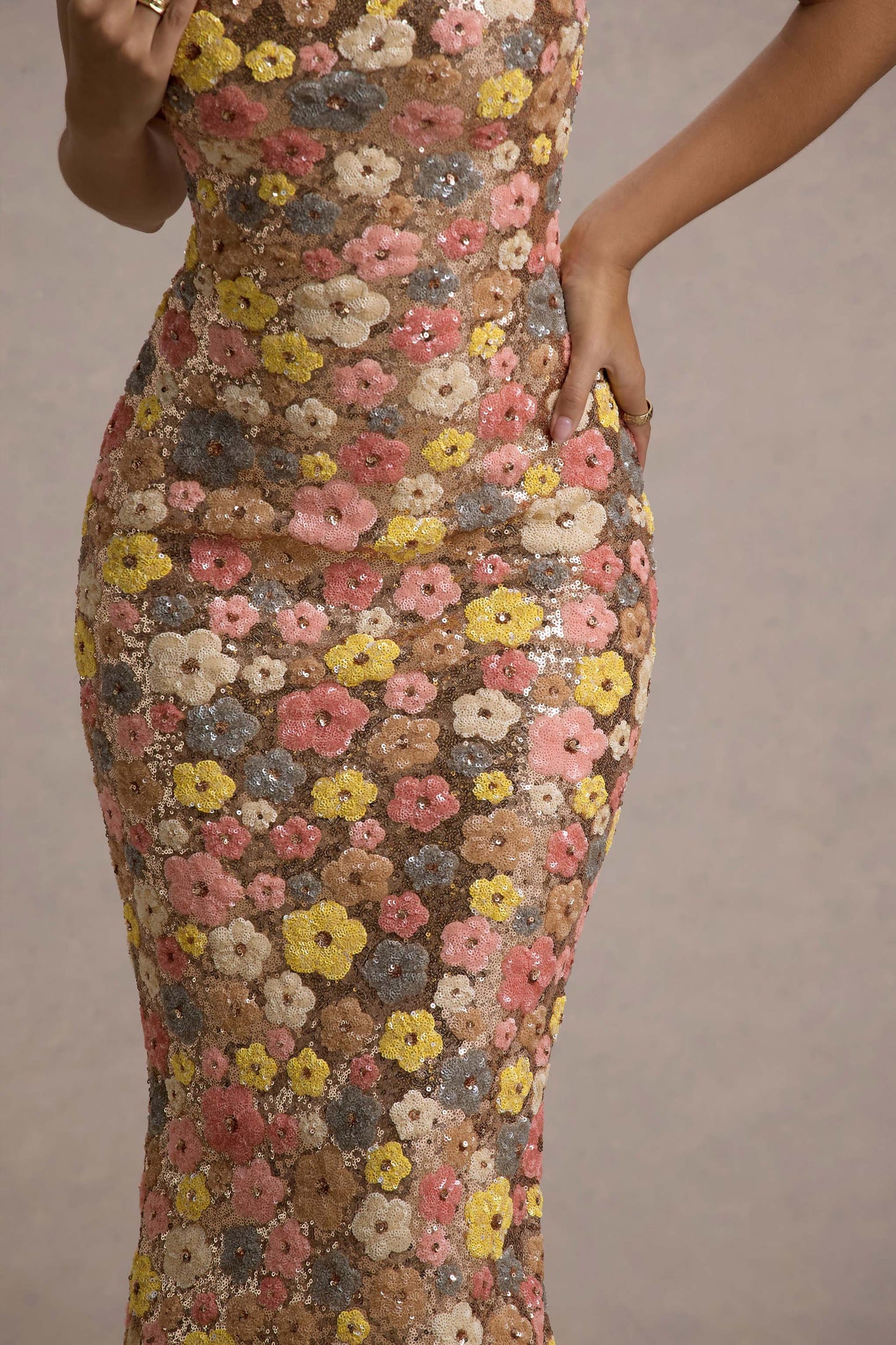 SELVIANA Floral Maxi Dress with Sequins