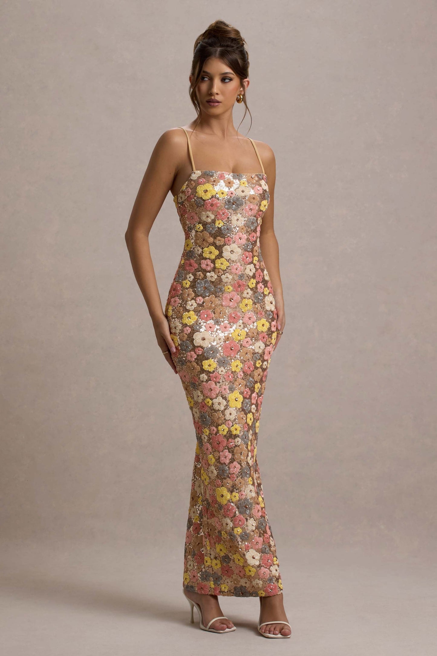 SELVIANA Floral Maxi Dress with Sequins